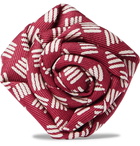 Charvet - Printed Silk-Faille Flower Lapel Pin - Burgundy