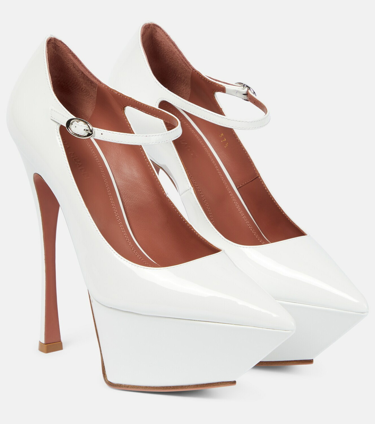 Amina Muaddi White Polyester Platform Pumps