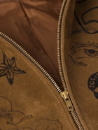 Small Talk - Printed Suede Blouson Jacket - Brown