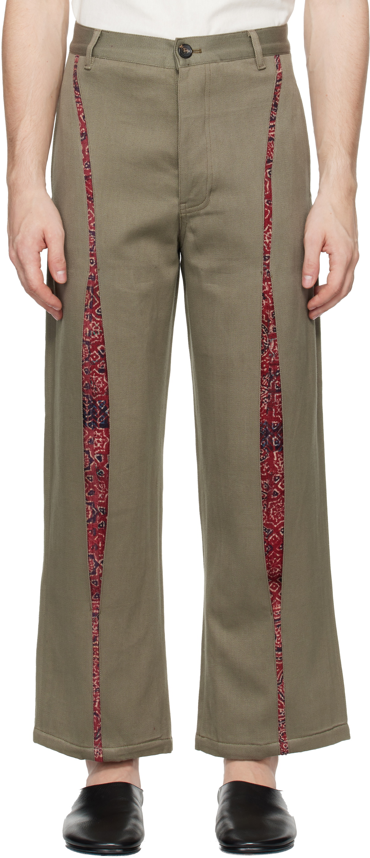 Kartik Research Khaki Double Box Pleated Trousers Kartik Research