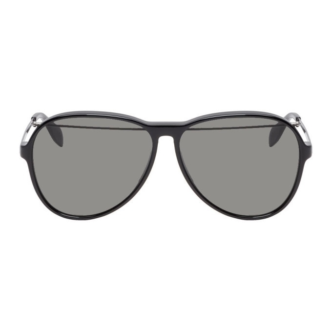 Photo: Alexander McQueen Black Aviator Piercing Sunglasses