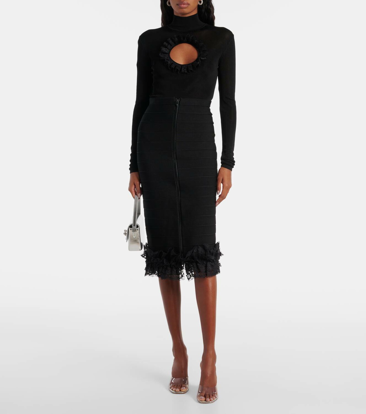 Self-Portrait x Christopher Kane lace-trimmed cutout bodysuit