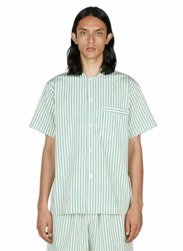 Photo: Tekla - Clover Stripe Short Sleeve Pyjama Shirt in Green