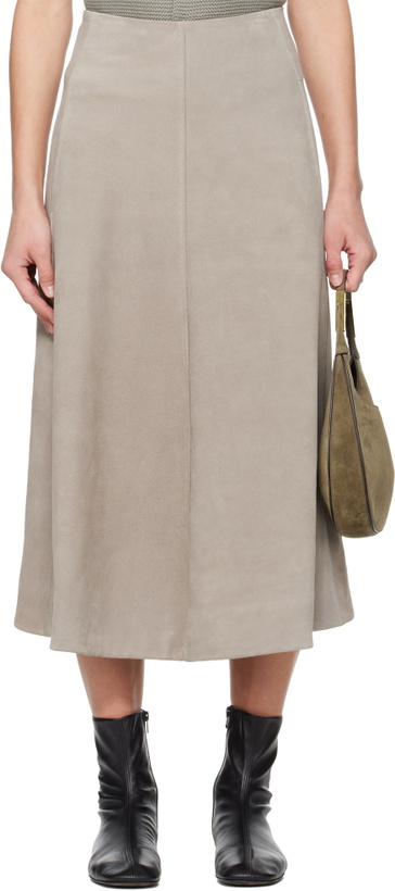 Photo: Rier Gray Crust Suede Midi Skirt