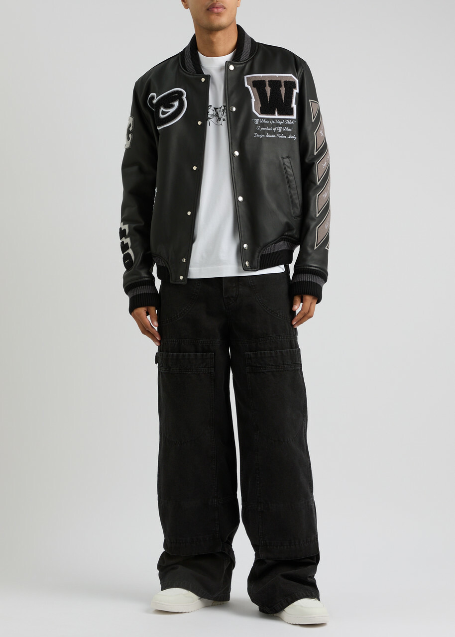 ジャケット・アウター OFF-WHITE LEATHER VARSITY JACKET Off-White Leather Varsity Jacket | Bloomingdale's