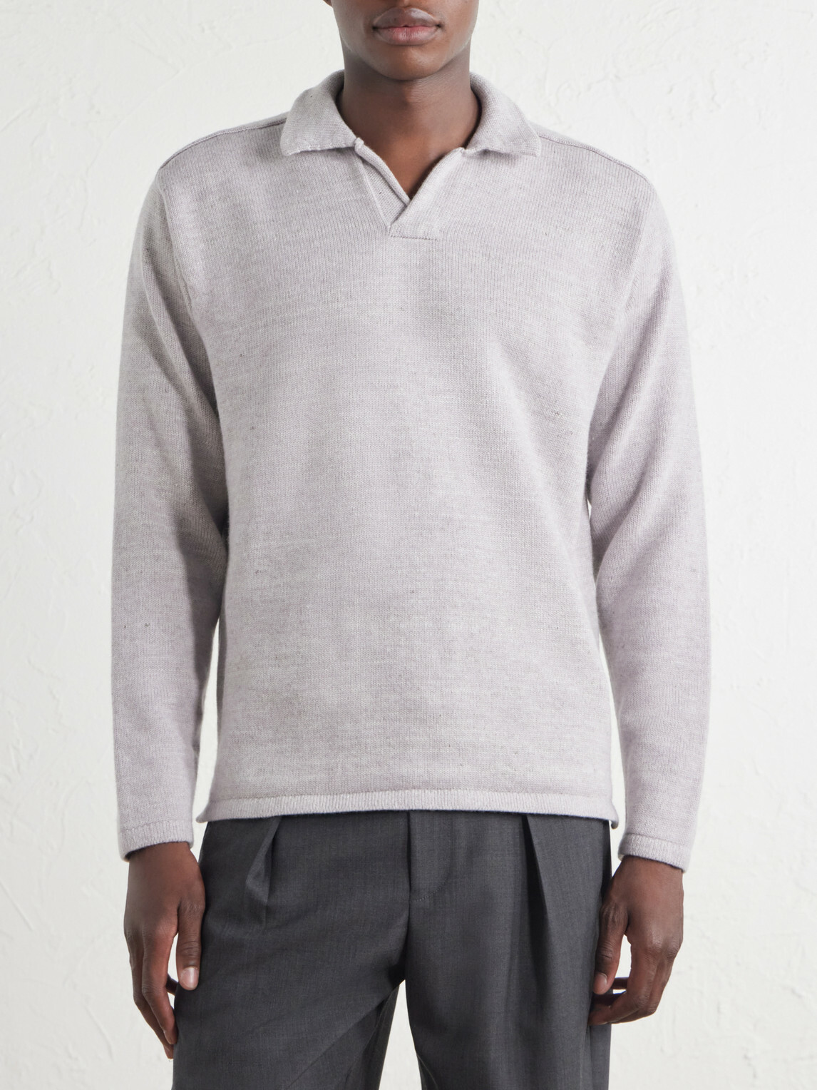 Inis Meáin - Wool and Linen-Blend Polo Shirt - Gray