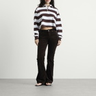 Good American Women's Cropped Rugby Polo Top in Espresso Sky Block Stripe