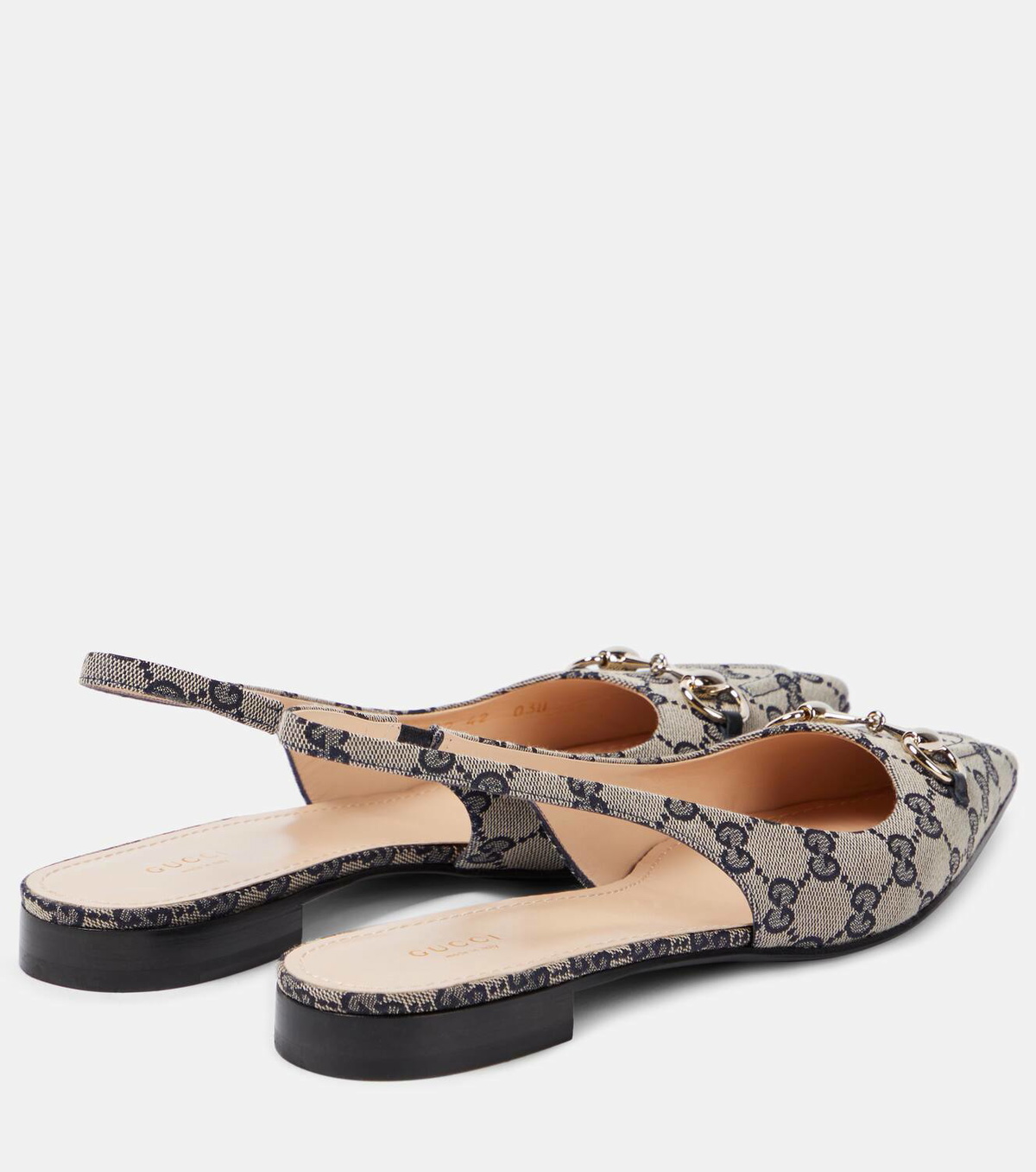 Gucci Horsebit GG canvas slingback flats Gucci