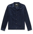 Camoshita - Camp-Collar Cotton-Corduroy Overshirt - Blue