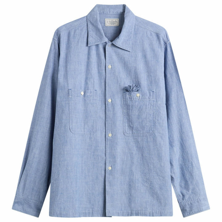 Photo: Unlikely Dry Goods Men's Open Collar Chambray Shirt in Indigo