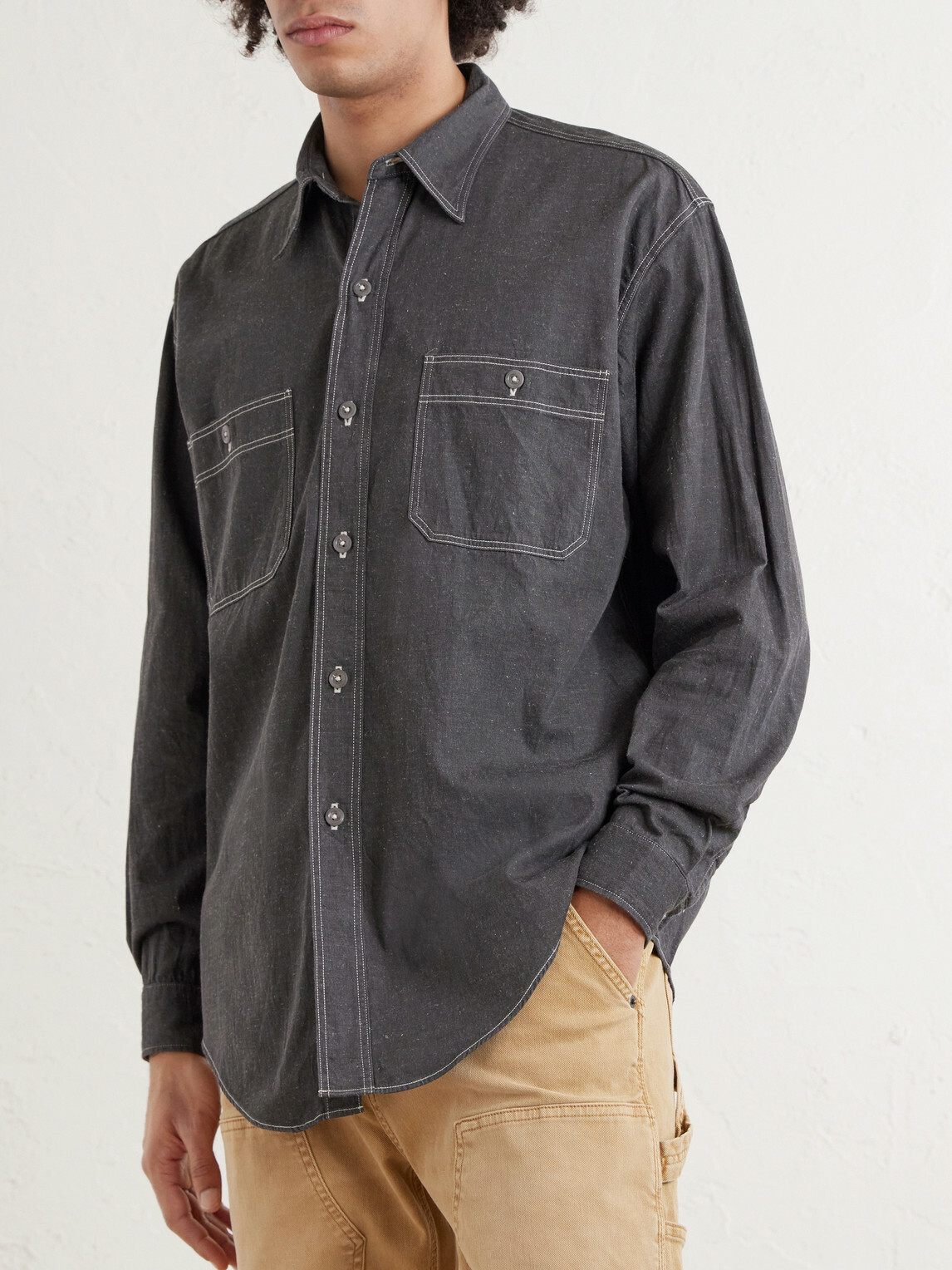 Kaptain Sunshine - Work Suvin Cotton and Hemp-Blend Shirt - Black