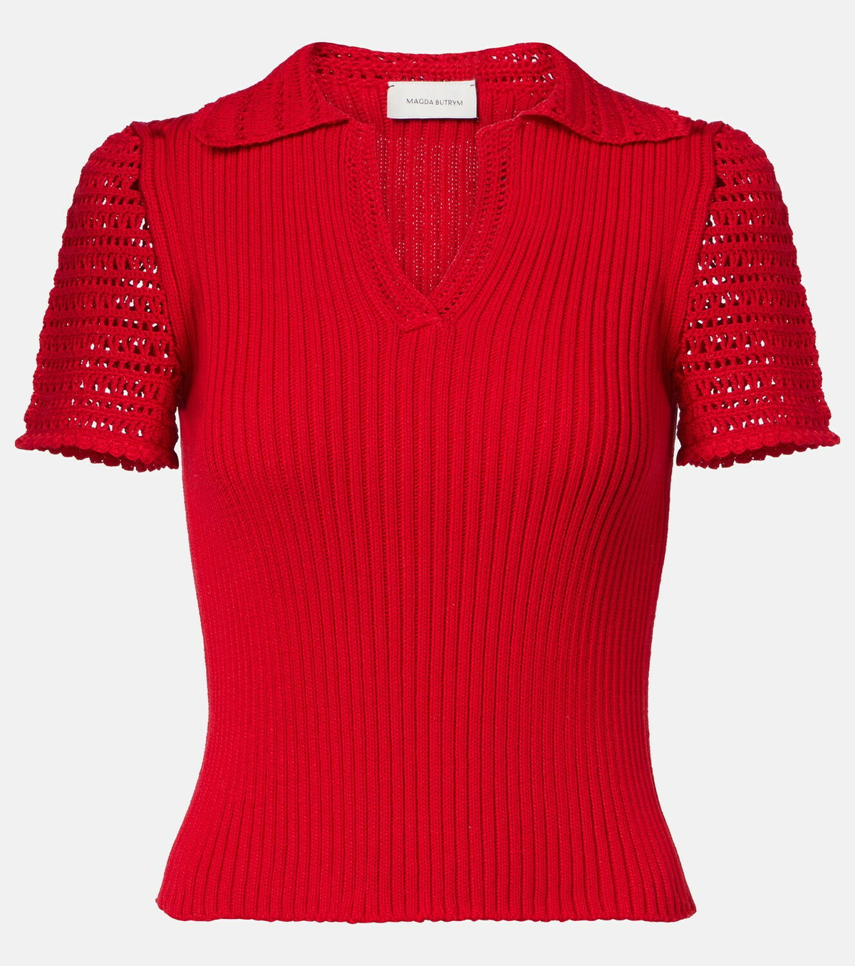 Magda Butrym Crochet-trimmed cotton polo shirt