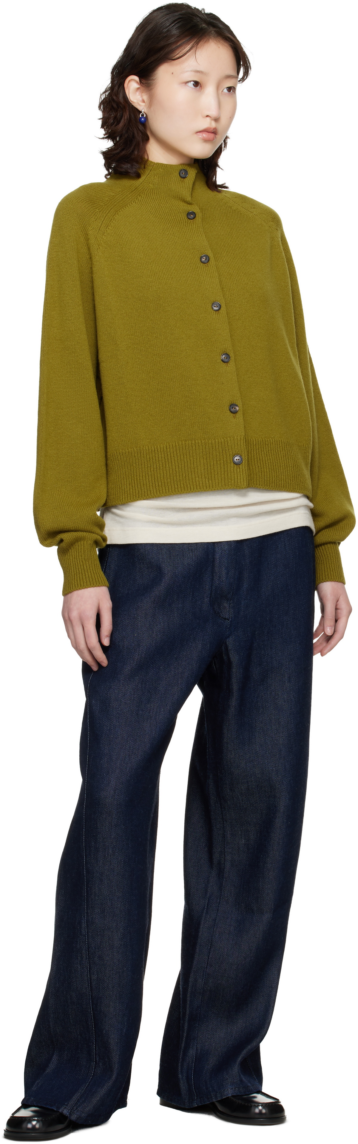 Cordera Green Merino Wool Perkins Cardigan
