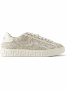 Versace - Greca Baroque Panelled Jacquard Sneakers - Neutrals