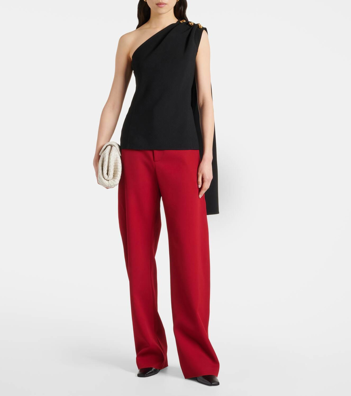 Bottega Veneta Knot caped draped crêpe top