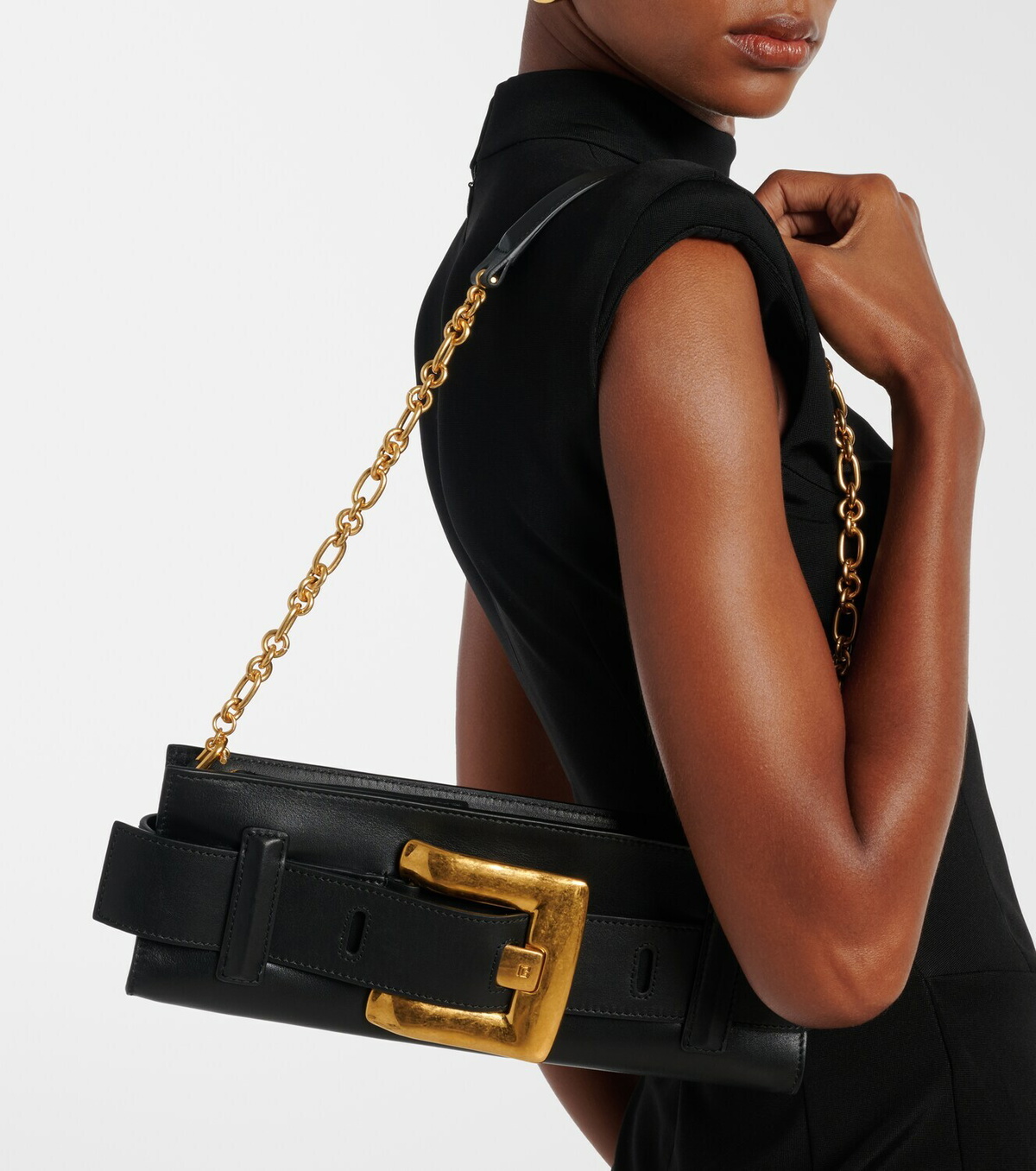 Balmain Anthem leather clutch