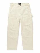Enfants Riches Déprimés - Straight-Leg Distressed Panelled Herringbone Denim Trousers - Neutrals