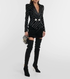 Balmain Polka-dot embellished velvet blazer