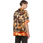 Dries Van Noten Black and Orange Camp Short Sleeve Shirt