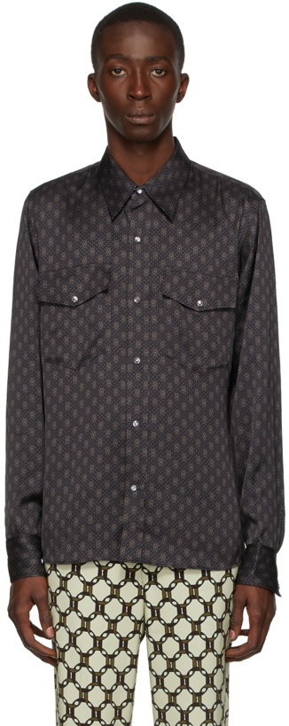 Photo: Dries Van Noten SSENSE Exclusive Black Viscose Printed Shirt