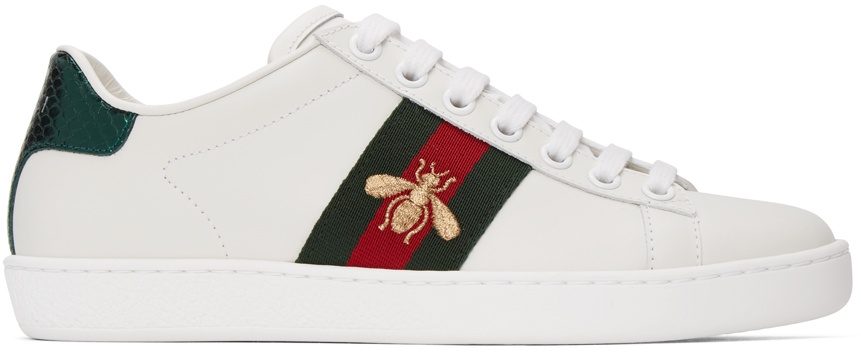 Photo: Gucci White Embroidered Bee Ace Sneakers