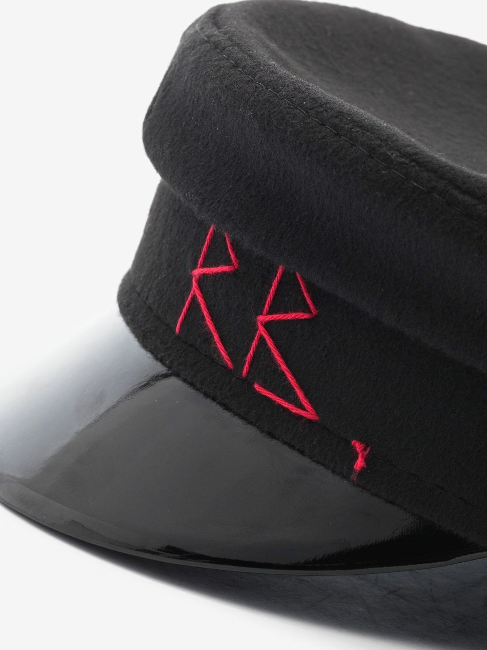 Ruslan Baginskiy Black Monogram Embroidered Wool Baker Boy Hat