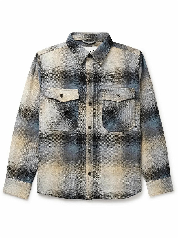Photo: Corridor - Kingston Checked Recycled Cotton-Blend Flannel Overshirt - Blue