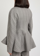 Stella Mccartney Striped Peplum-hem Wool Jacket Grey