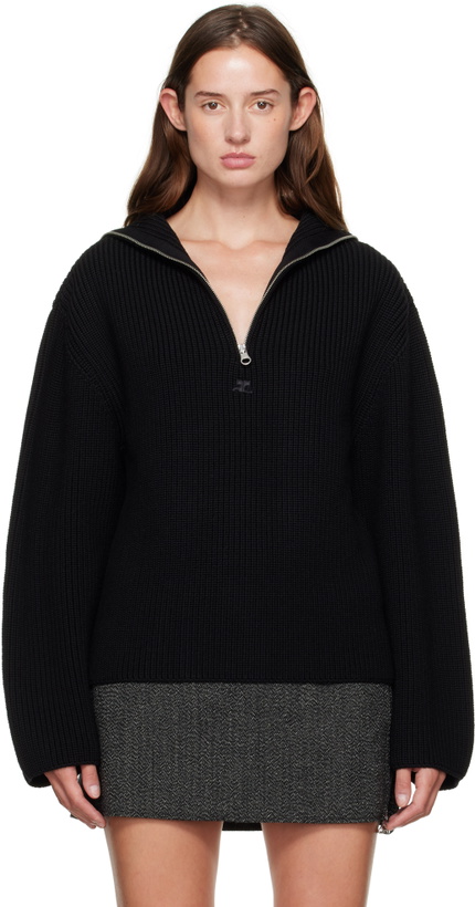 Photo: Courrèges Black Ribbed Wool Trucker Sweater