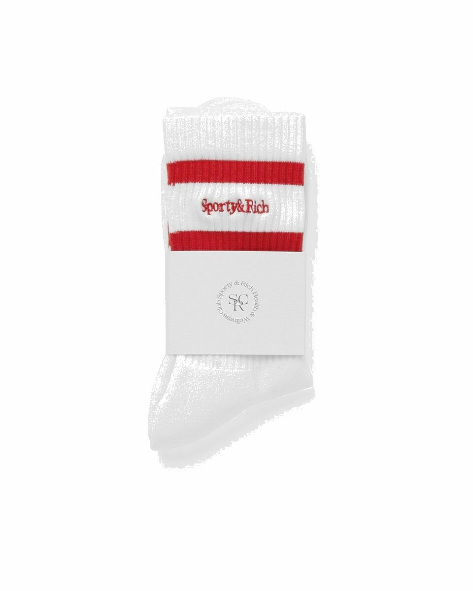 Photo: Sporty & Rich Serif Logo Socks White - Mens - Socks