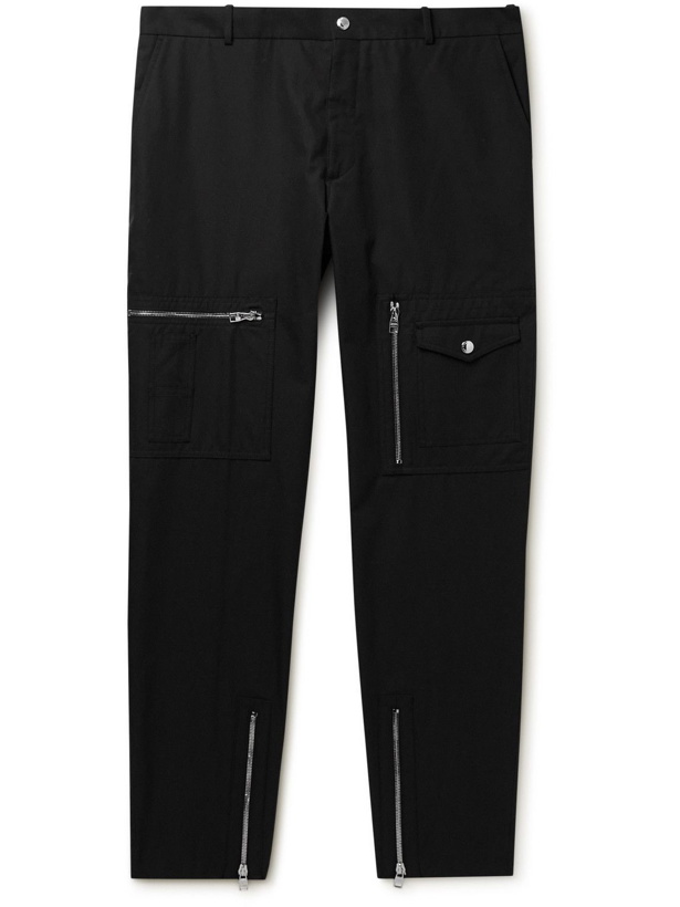 Photo: Alexander McQueen - Slim-Fit Tapered Cotton-Gabardine Trousers - Black