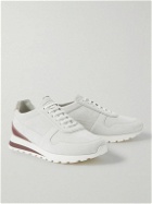 Brunello Cucinelli - Olimpo Leather-Trimmed Perforated Suede Sneakers - White