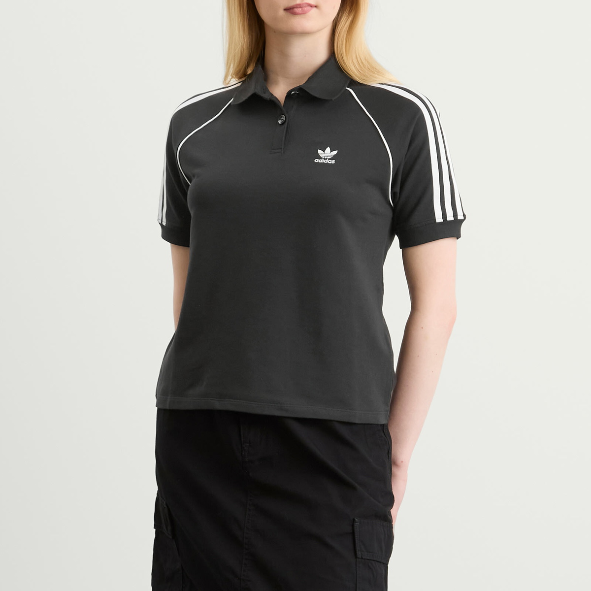Adidas Women's SST Adicolor Short Sleeve Polo in Black/White