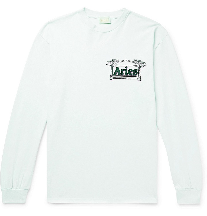 Photo: Aries - Logo-Print Cotton-Jersey T-Shirt - Green