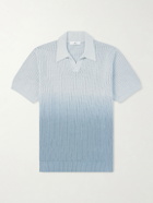 Mr P. - Open-Collar Knitted Organic Cotton Polo Shirt - Blue