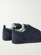 Christian Louboutin - Louis Junior Glittered Suede Sneakers - Blue