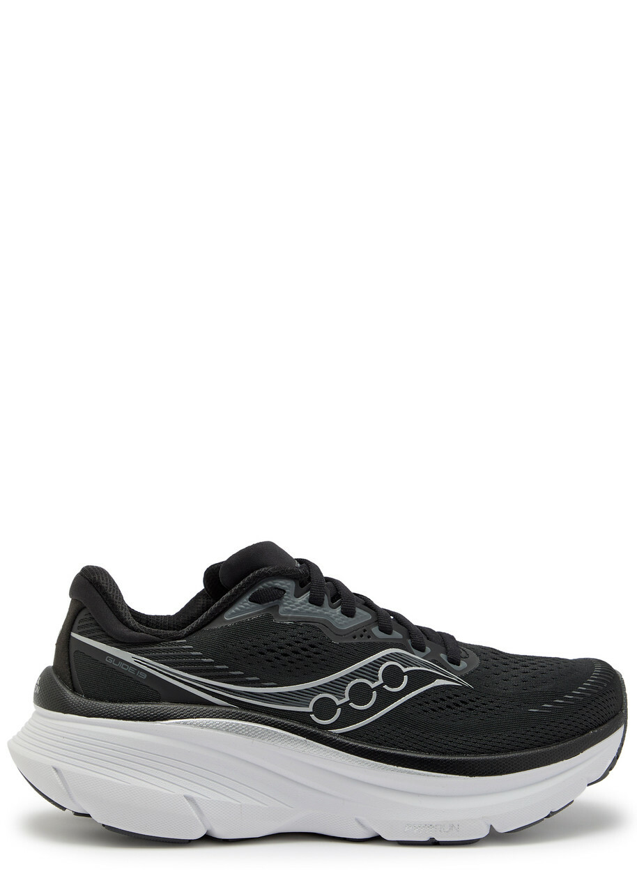 Saucony Guide 19 Mesh-knit Sneakers Black And Silver