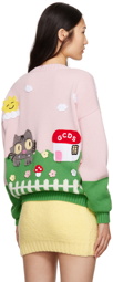 GCDS Pink & Green Kittho Cardigan