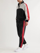 7 DAYS ACTIVE - Slim-Fit Tapered Logo-Print Striped Nylon Sweatpants - Black