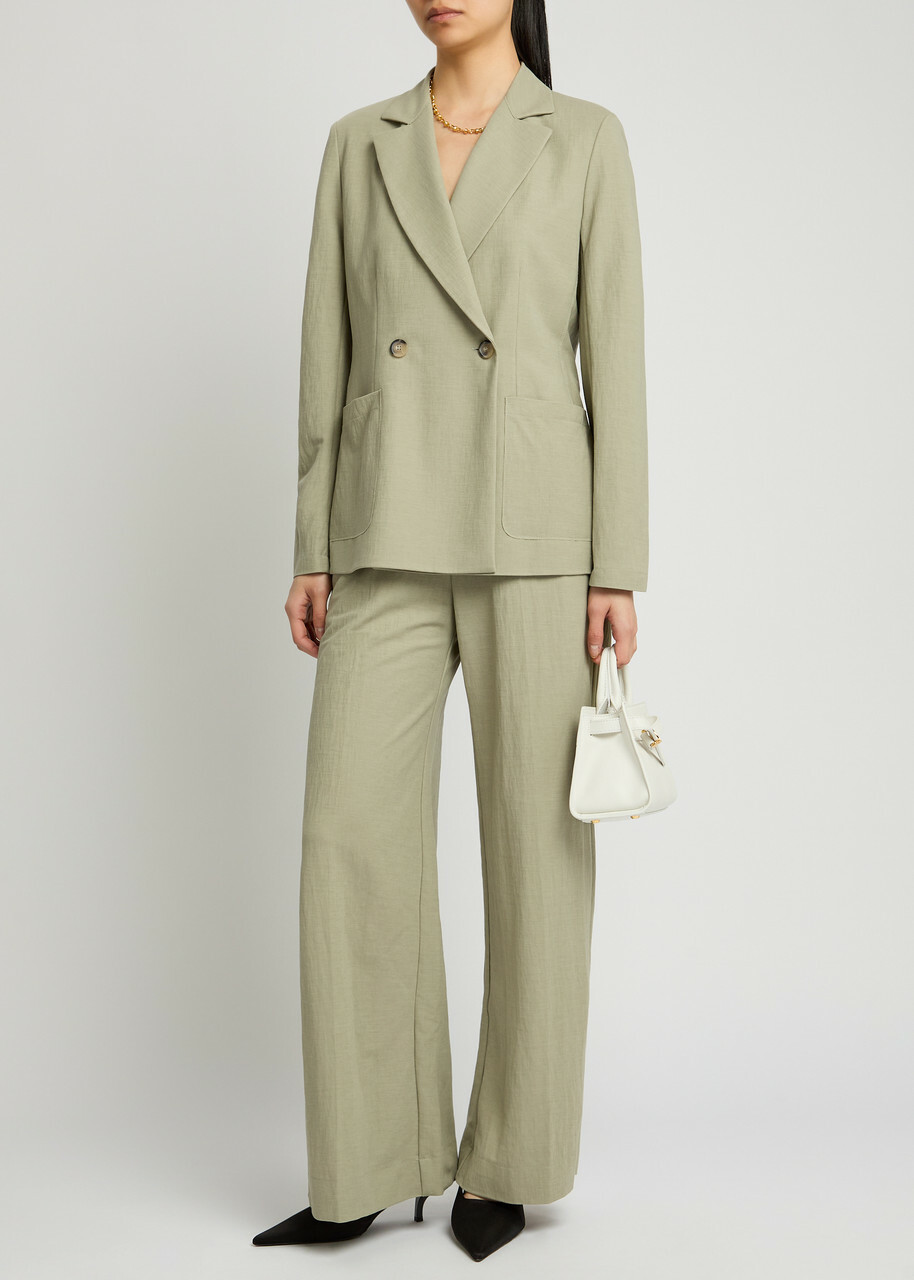 Harris Wharf London Double-breasted Woven Blazer Sage
