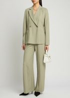 Harris Wharf London Double-breasted Woven Blazer Sage