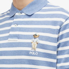 Polo Ralph Lauren Men's Bear Stripe Polo Shirt in Latic Blue Heather/White