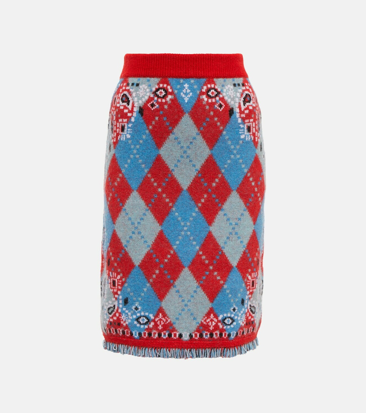 Alanui - Bandana Argyle wool-blend skirt