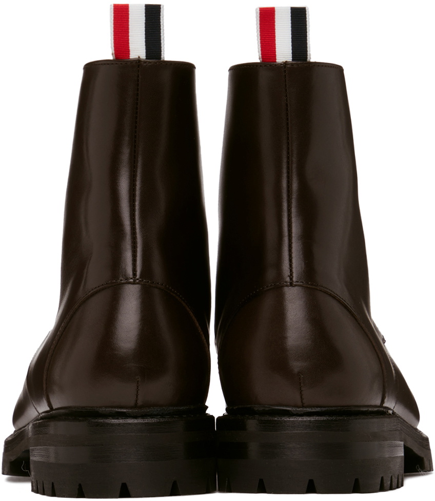 Thom Browne Brown Commando Sole Apron Stitch Boots