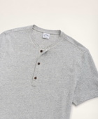Brooks Brothers Men's Washed Cotton Linen Henley | Grey