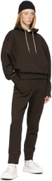 Jil Sander Brown Embroidered Logo Hoodie
