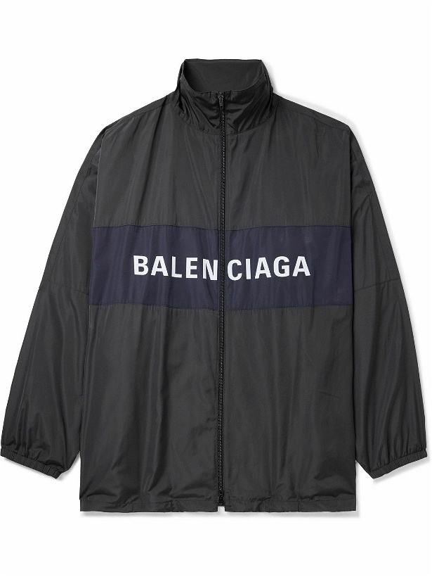 Photo: Balenciaga - Oversized Logo-Print Colour-Block Shell Jacket - Black