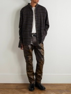 424 - Straight-Leg Leopard-Print Leather Trousers - Black
