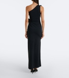 Coperni Floral-appliqué asymmetric cocktail dress