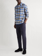 Barena - Checked Cotton-Flannel Half-Placket Shirt - Blue